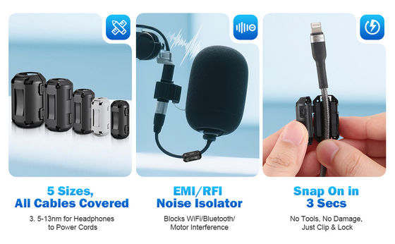 kupować Snap-On Ferrite Ring with 1MHz to 1GHz Frequency Range and 155 Ohm Impedance for Cable Noise Suppression online manufacture